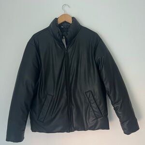 Zara Womens Faux Leather Padded Zip Up Winter Jacket